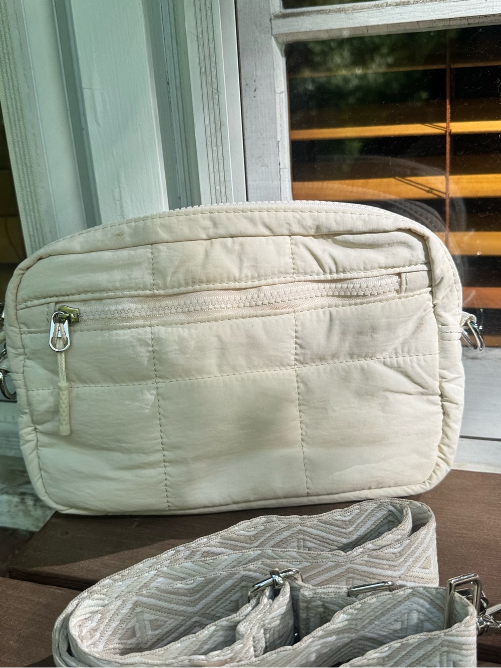 Telena Quilted Cream Crossbody w/ Pattern Strap — EUC - Picture 5 of 14